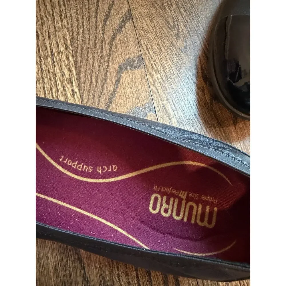 Munro Mila Ballet Flats Black Leather Women's Sz 11M NEW $215
